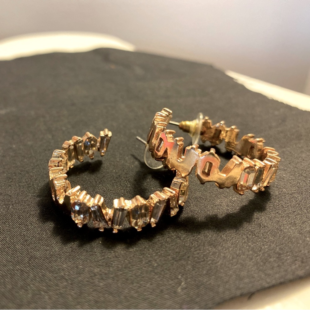 Gold and Crystal Hoop Earrings
